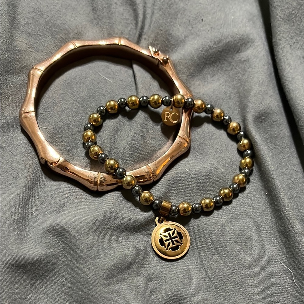 Rose gold Rustic Cuff Bracelet Set